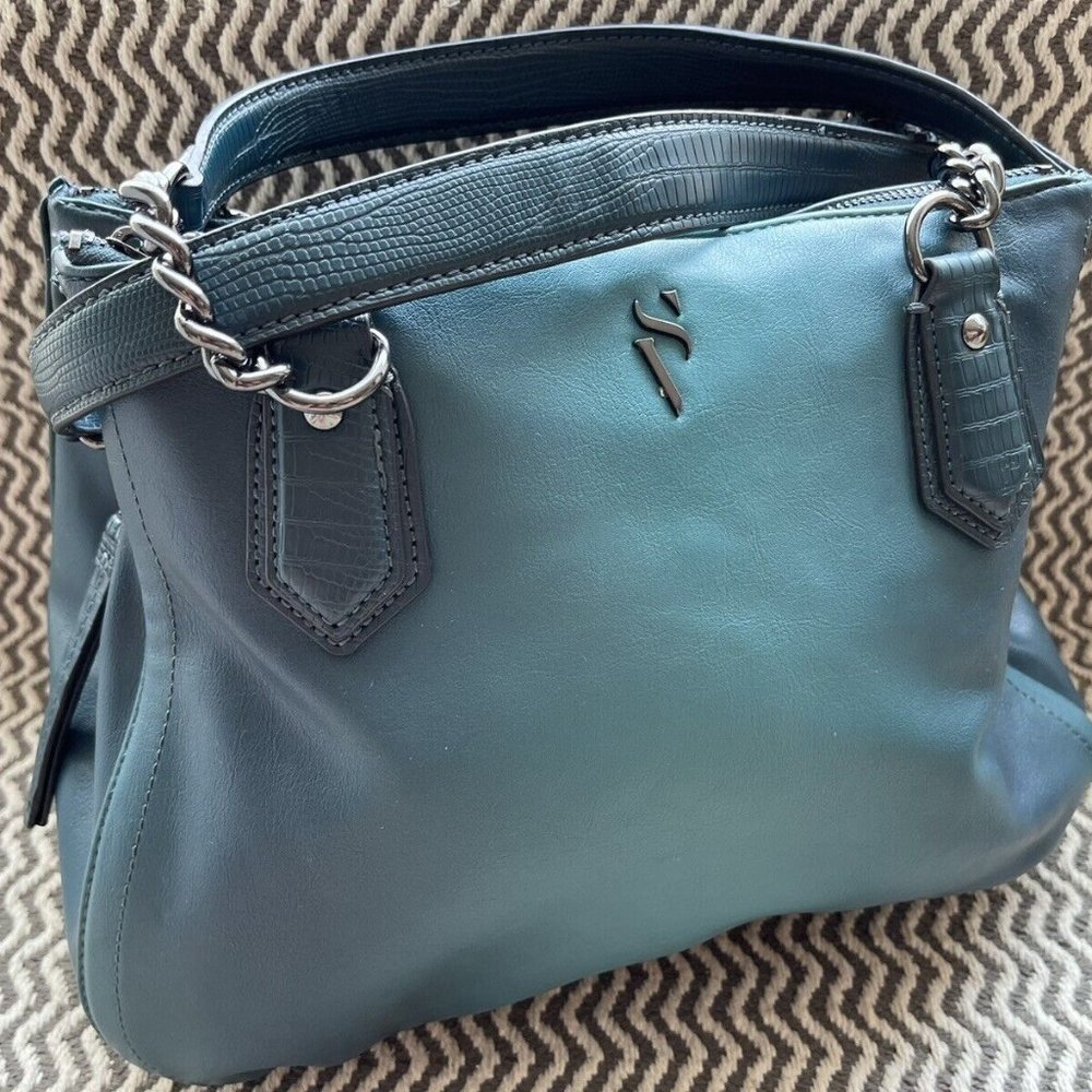SATCHEL WOMEN'S BLUE / GREEN FAUX LEATHER SIMPLY VERA WANG BEDFORD HAND BAG